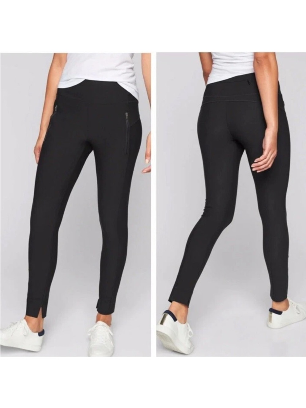 Athleta Stellar Tights Zip Pocket Elevated Skinny Pants Size Small petite Black